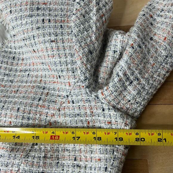 MNG by Mango Women's Tweed Speckled Blazer Coat Jacket Size 8 Asymmetrical Zip - Picture 10 of 12